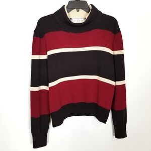 St. John Sport by Marie Gray Women Wool Blend Turtleneck Sweater Sz L Striped